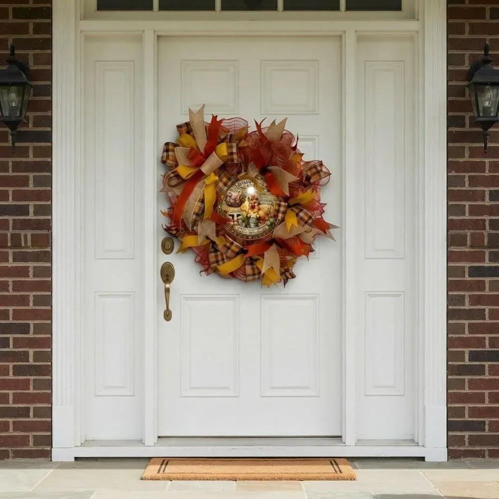 Farm Animal Autumn Wreath | Rustic Country Farmhouse Decor | Fall Harvest Door